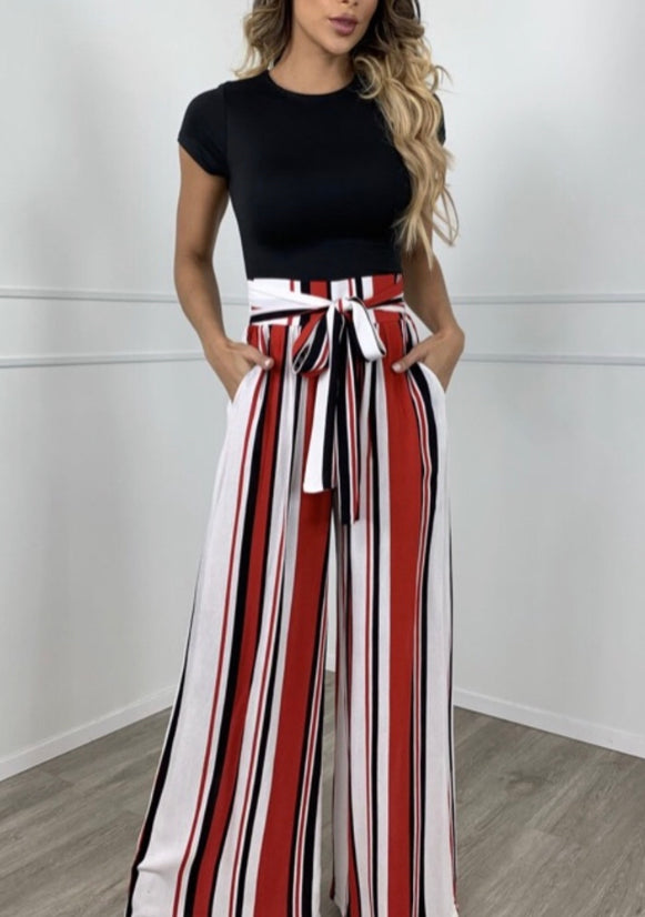 Stripes Wide Leg Pants