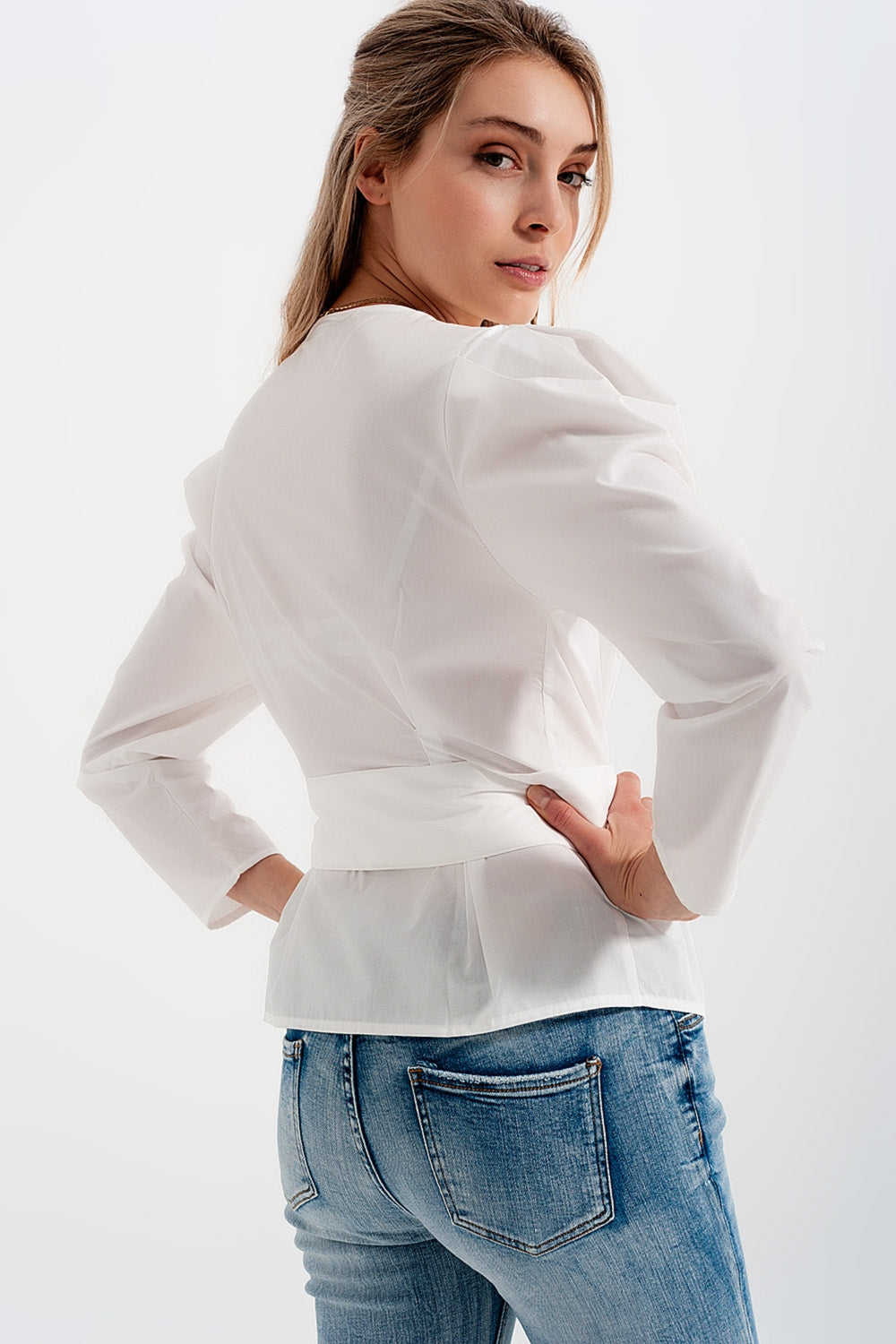 Puff Sleeve Wrap Top
