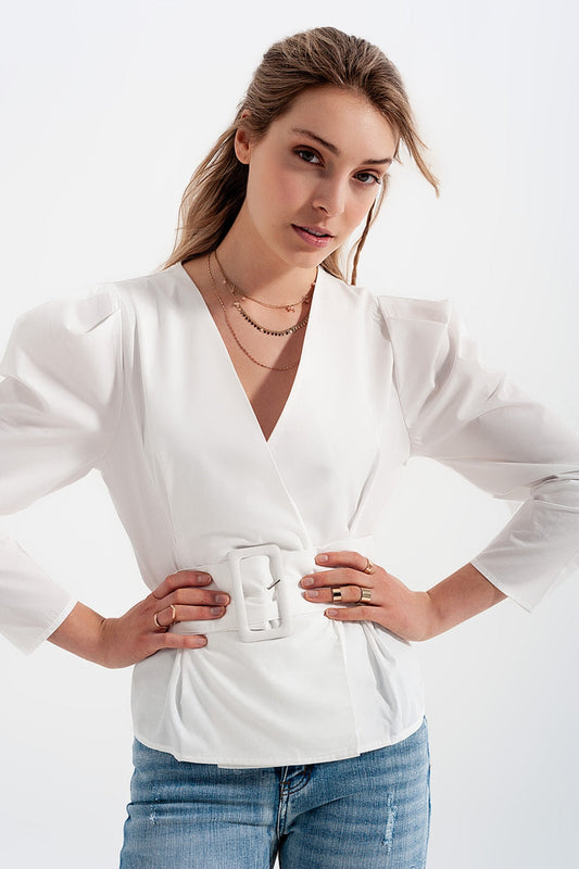 Puff Sleeve Wrap Top