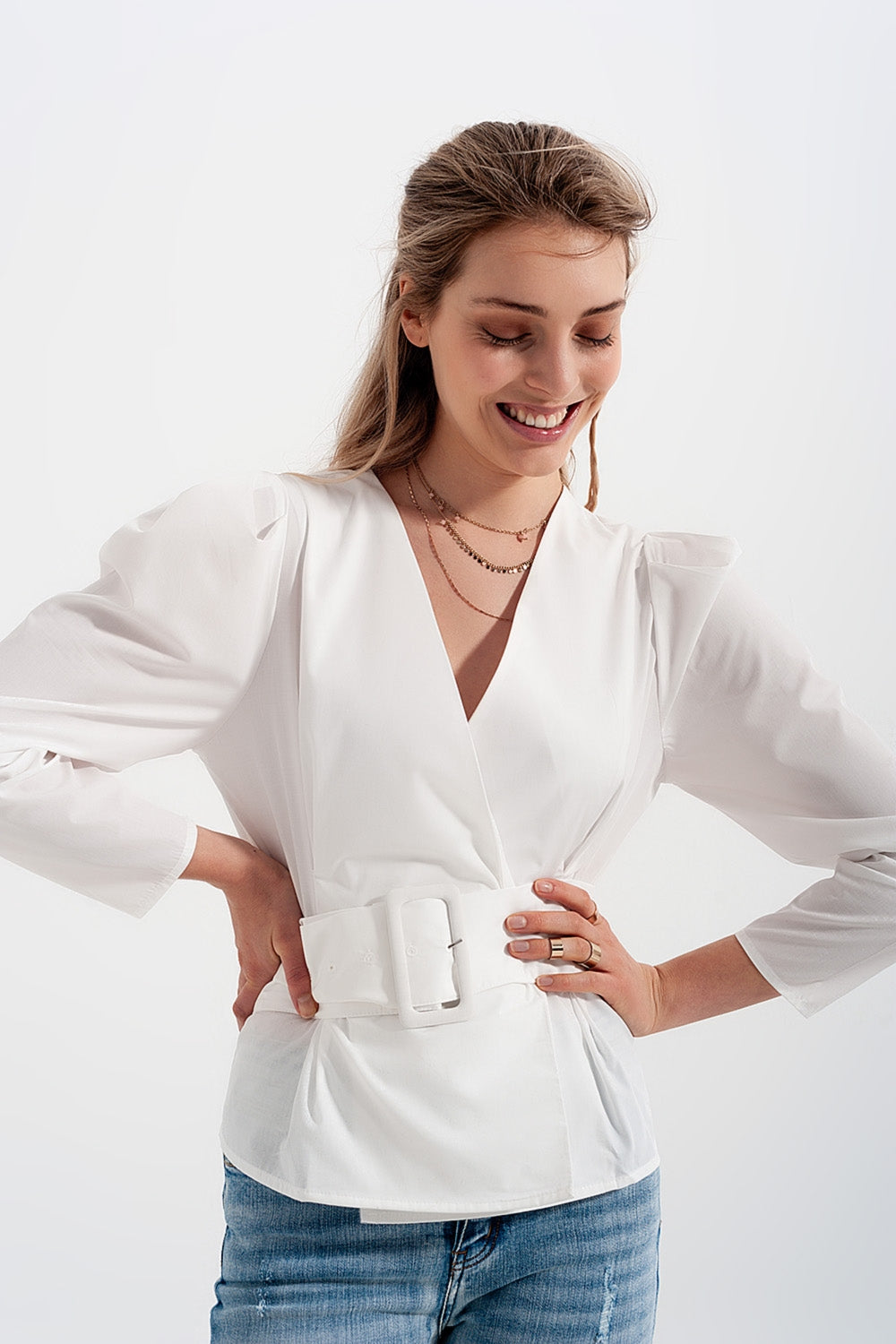 Puff Sleeve Wrap Top