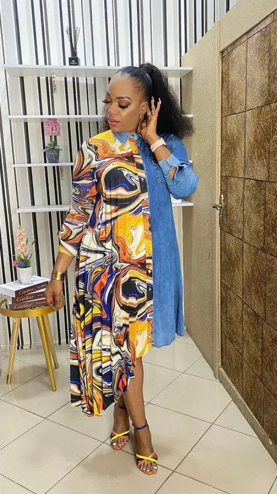 Chiffon Meets Denim Dress